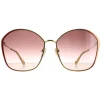 Chloe Square^Sunglasses CH0015S 002 Dark Brown Gold Brown Gradient