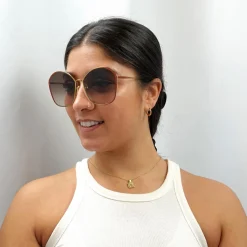 Chloe Square^Sunglasses CH0015S 002 Dark Brown Gold Brown Gradient
