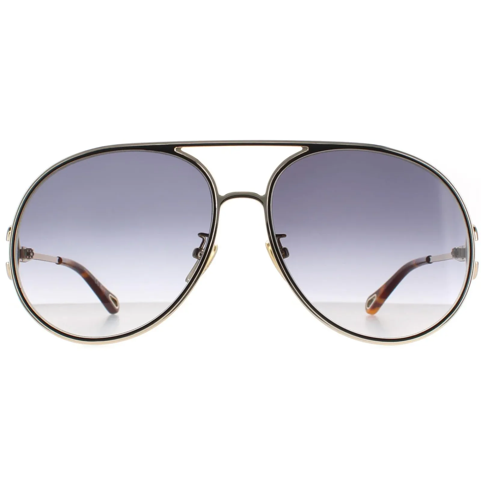 Chloe Aviator^Sunglasses CH0145S 001 Gold Black Grey Gradient