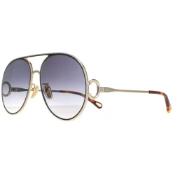 Chloe Aviator^Sunglasses CH0145S 001 Gold Black Grey Gradient