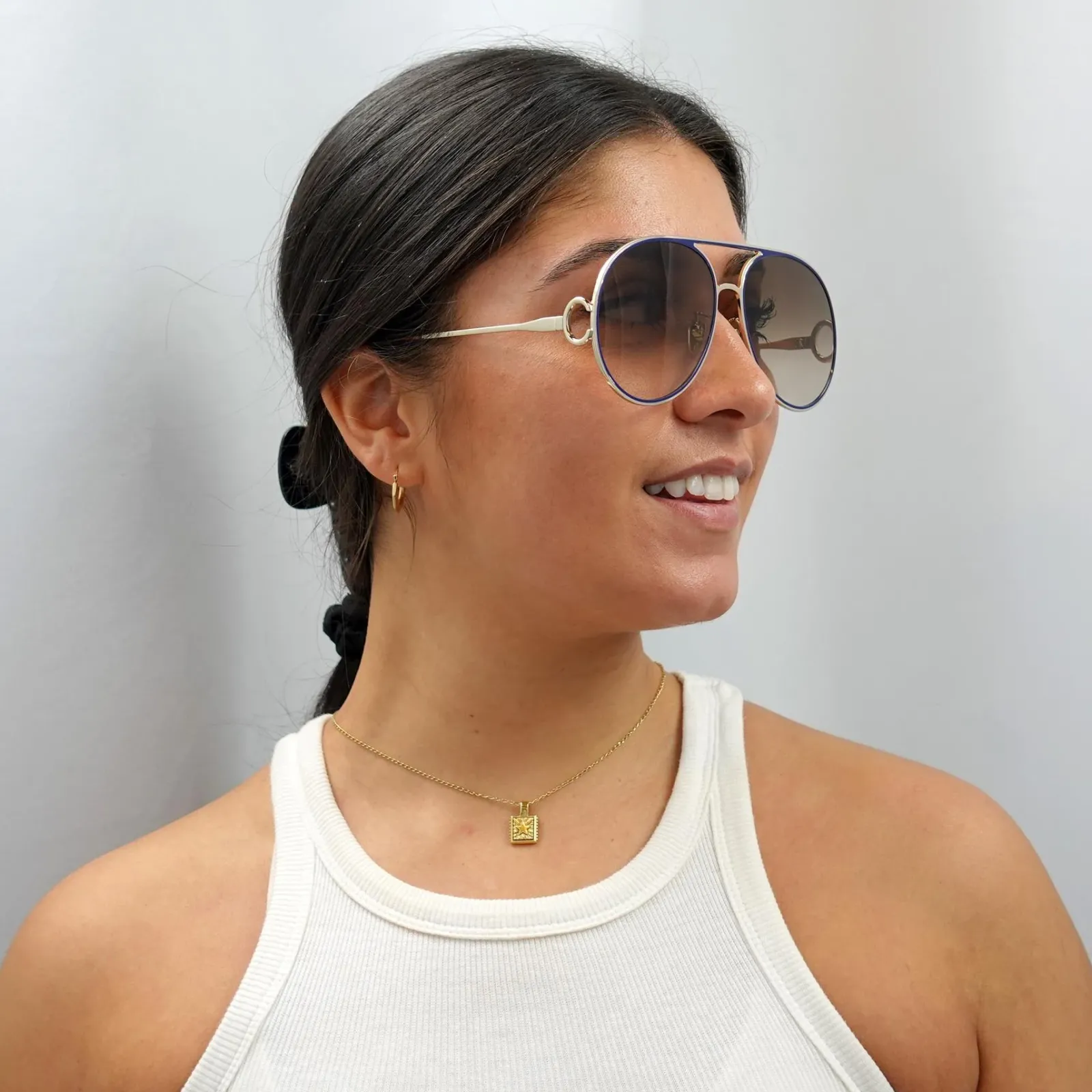 Chloe Aviator^Sunglasses CH0145S 003 Gold Blue Brown Gradient
