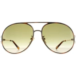 Chloe Aviator^Sunglasses CH0145S 002 Gold Havana Green Gradient