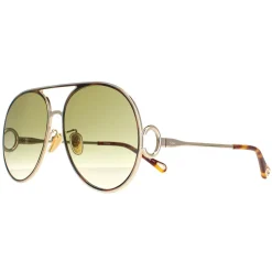 Chloe Aviator^Sunglasses CH0145S 002 Gold Havana Green Gradient