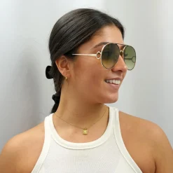 Chloe Aviator^Sunglasses CH0145S 002 Gold Havana Green Gradient