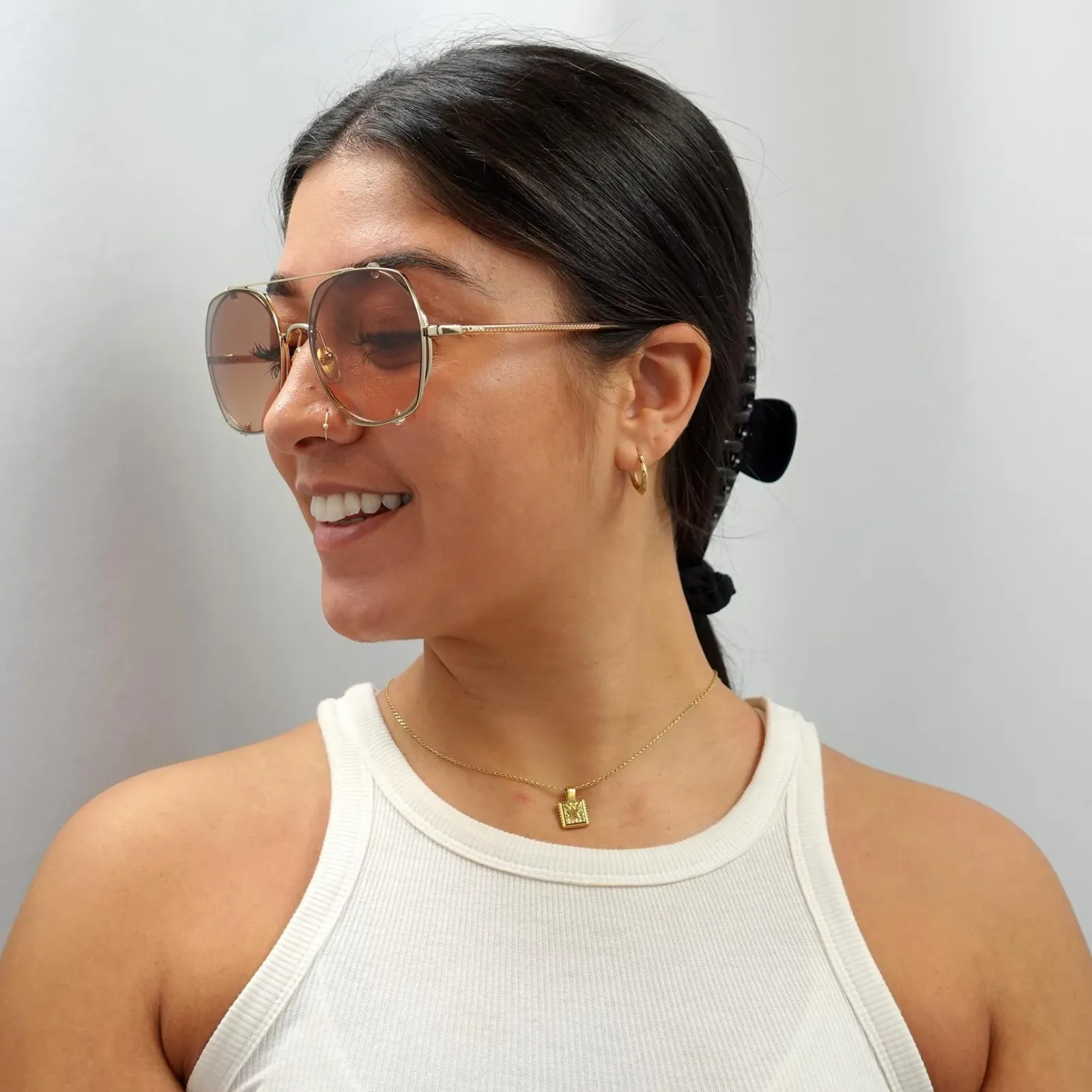Chloe Aviator^Sunglasses CH0042S 004 Gold Brown Gradient