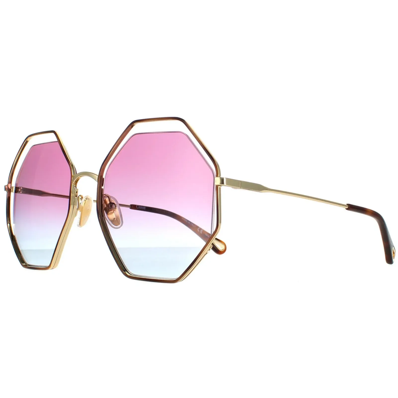 Chloe Square^Sunglasses CH0046S 003 Havana Gold Violet Blue Gradient
