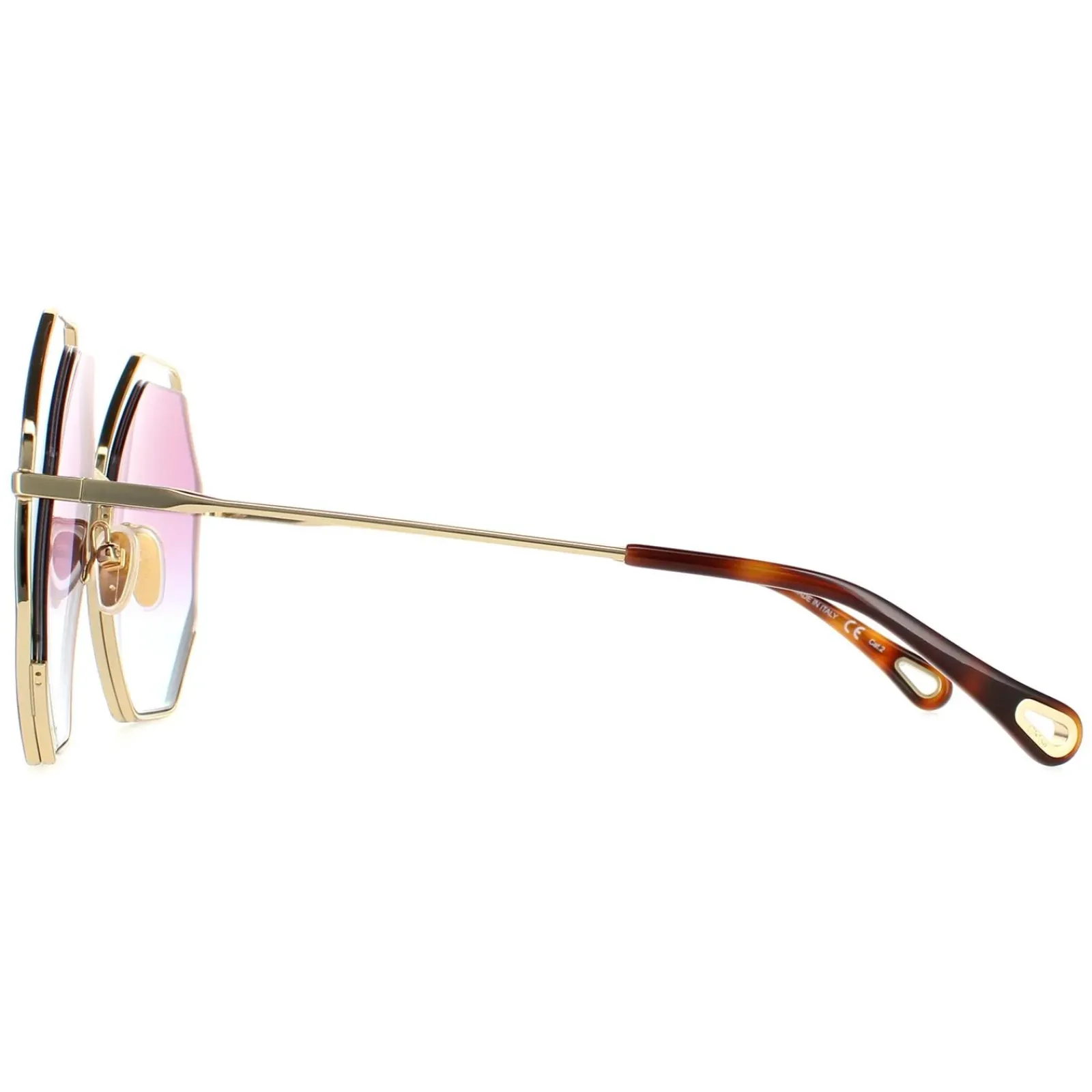 Chloe Square^Sunglasses CH0046S 003 Havana Gold Violet Blue Gradient