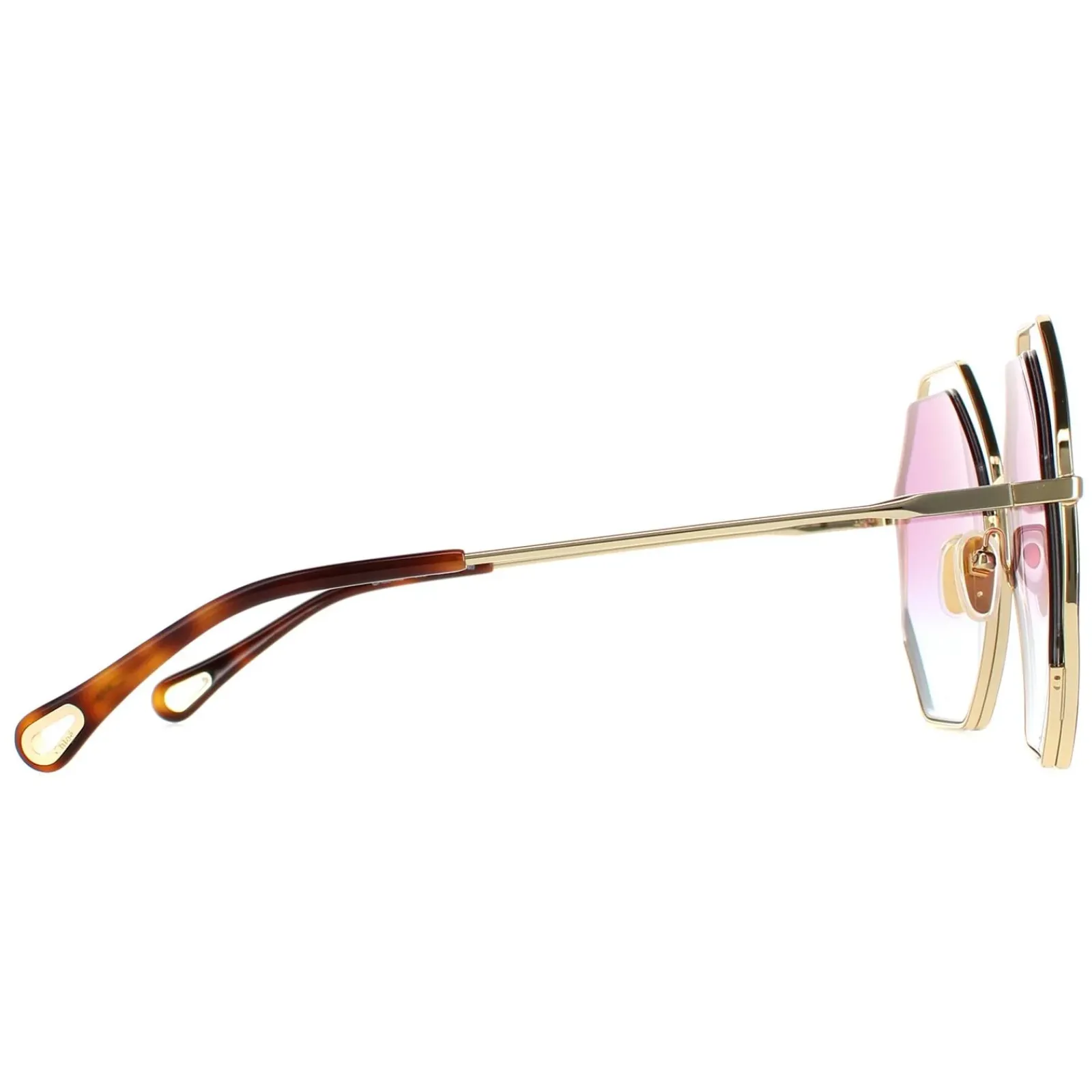 Chloe Square^Sunglasses CH0046S 003 Havana Gold Violet Blue Gradient