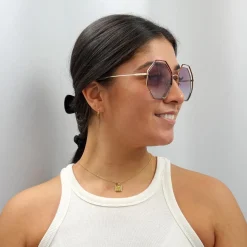 Chloe Square^Sunglasses CH0046S 003 Havana Gold Violet Blue Gradient