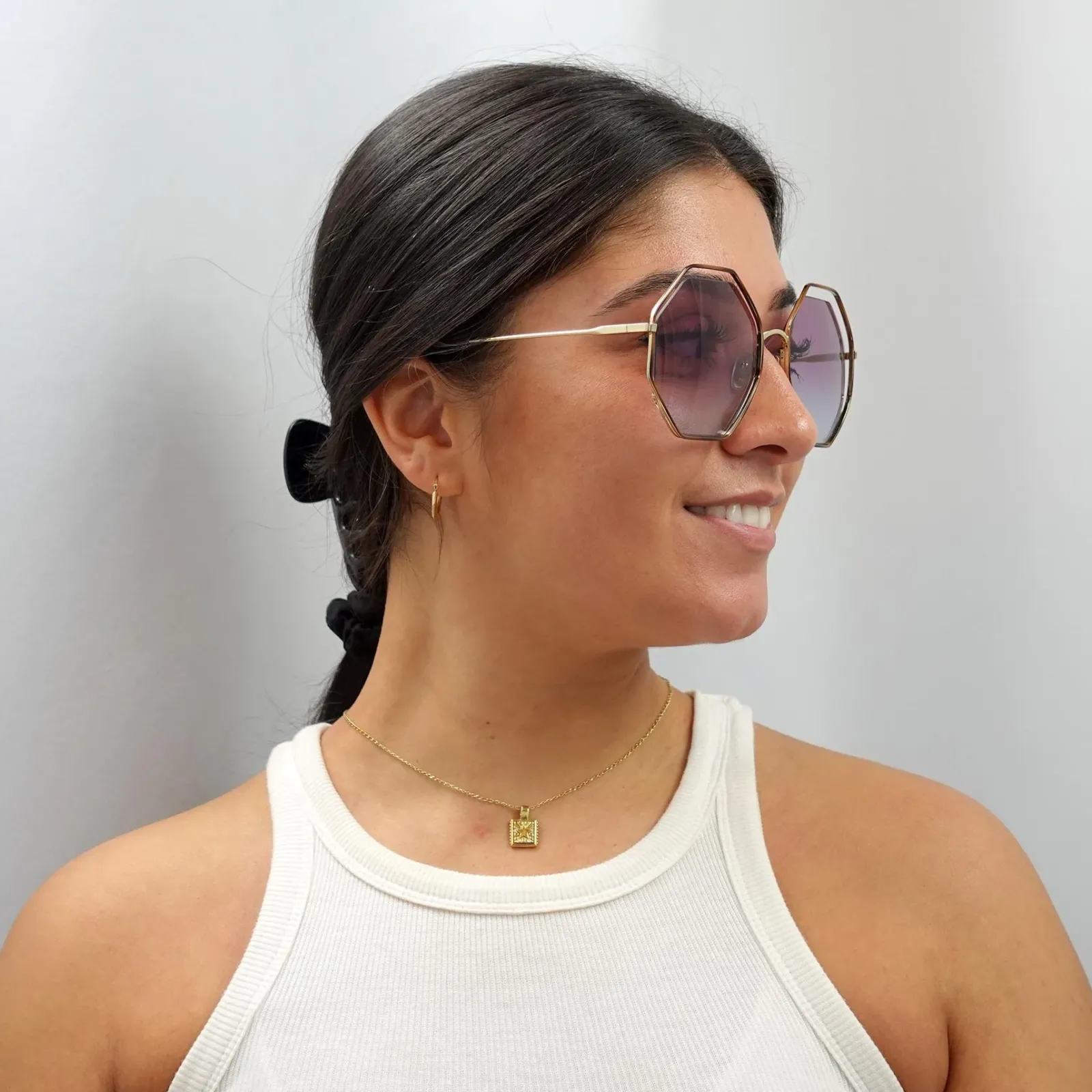 Chloe Square^Sunglasses CH0046S 003 Havana Gold Violet Blue Gradient