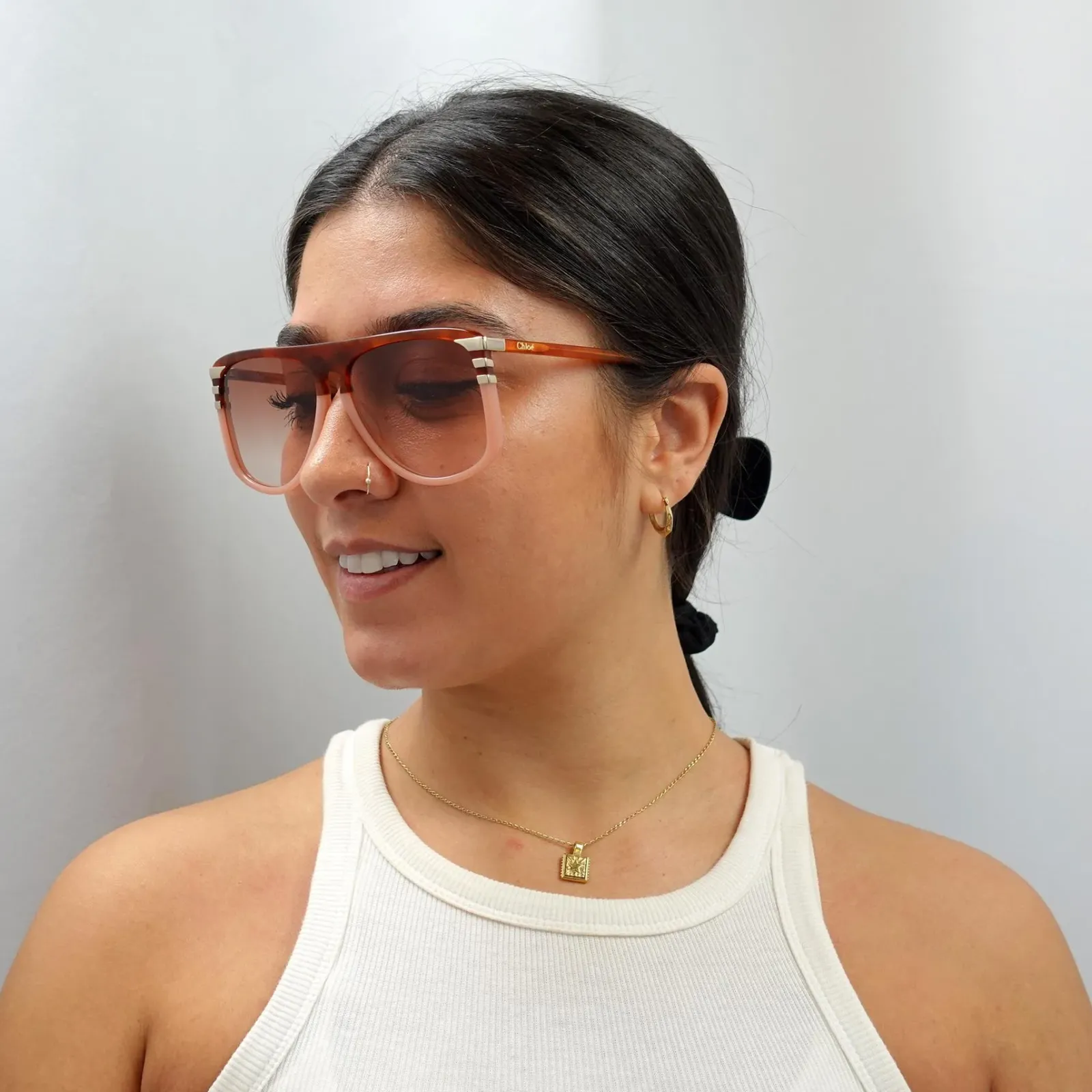 Chloe Aviator^Sunglasses CH0104S 006 Shiny Blonde Havana Orange Gradient