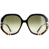 Chloe Square^Sunglasses CH0105S 002 Shiny Black and Tortoise Green Gradient