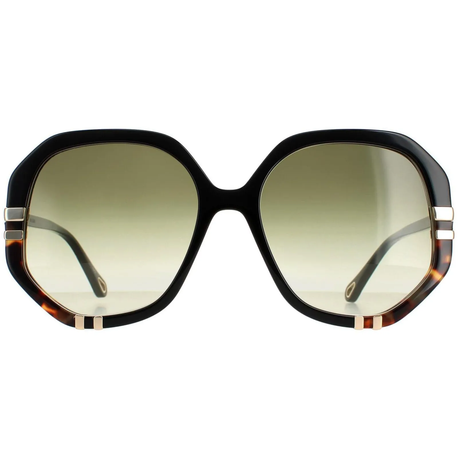 Chloe Square^Sunglasses CH0105S 002 Shiny Black and Tortoise Green Gradient
