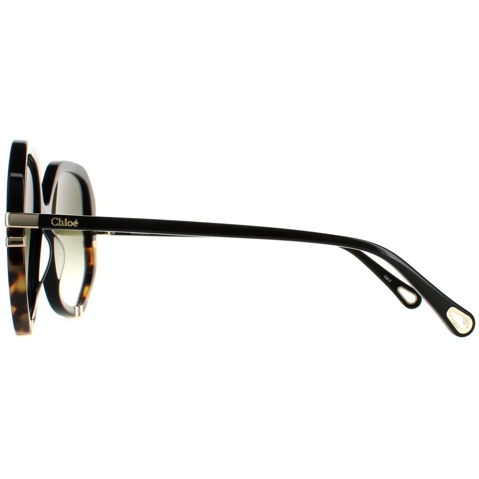 Chloe Square^Sunglasses CH0105S 002 Shiny Black and Tortoise Green Gradient