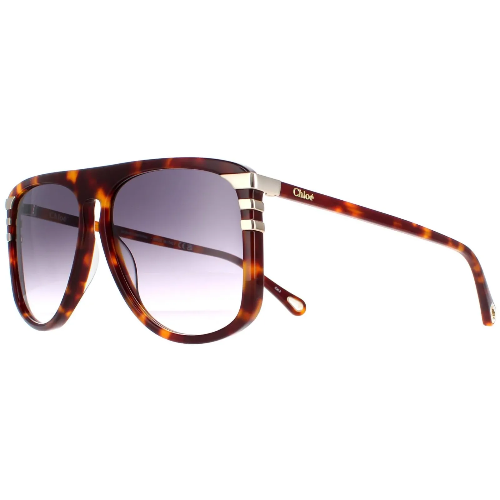 Chloe Aviator^Sunglasses CH0104S 007 Shiny Medium Havana Grey Gradient