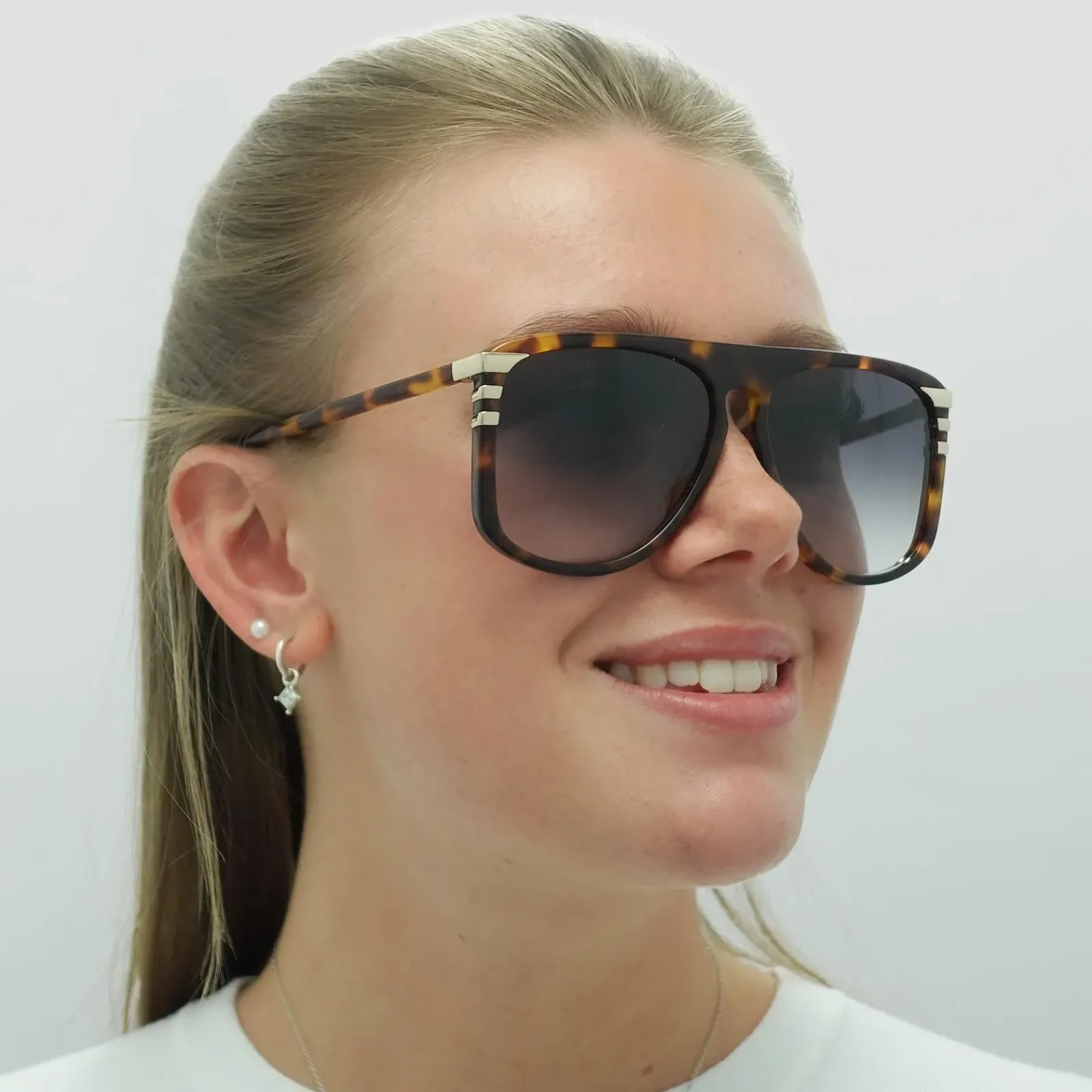 Chloe Aviator^Sunglasses CH0104S 007 Shiny Medium Havana Grey Gradient