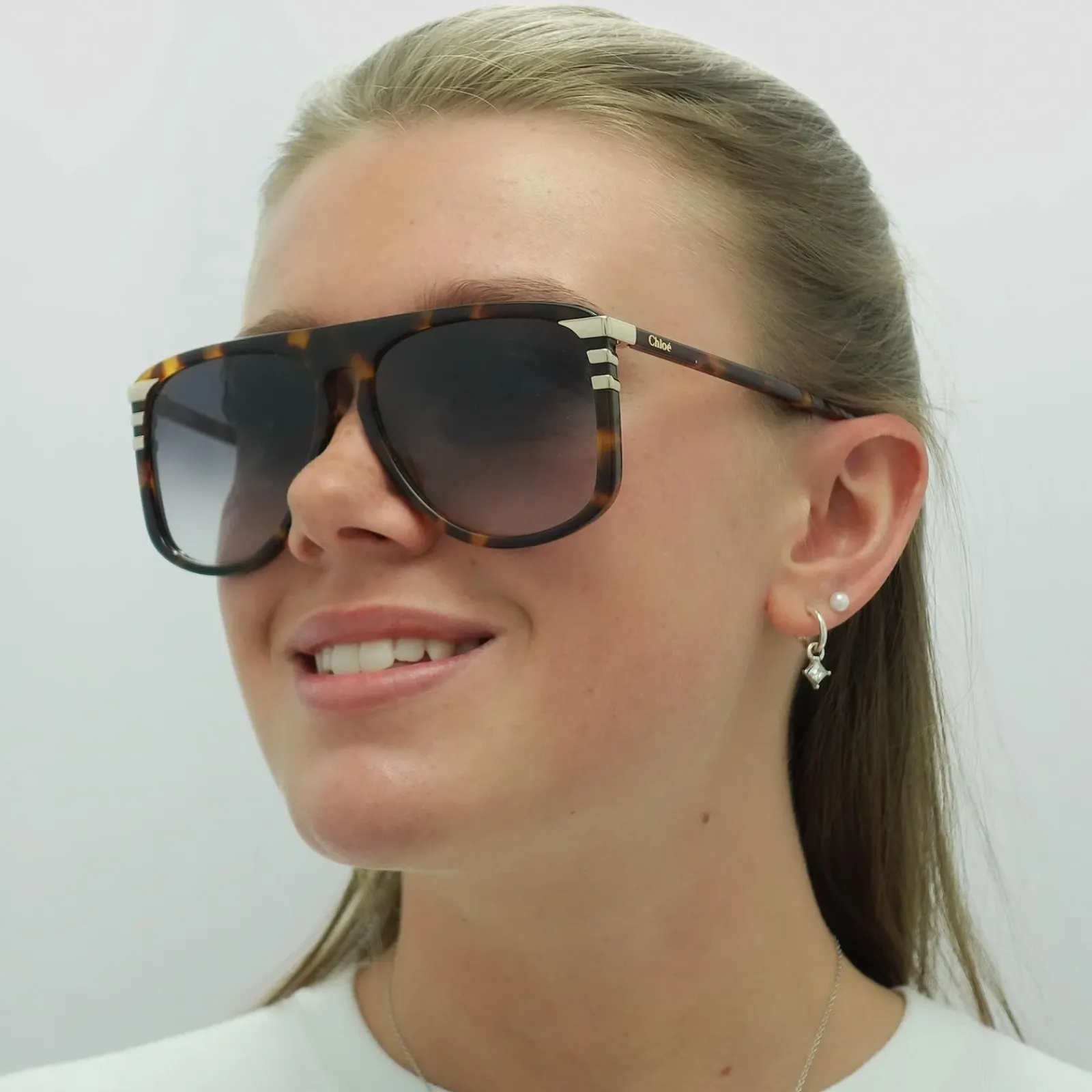 Chloe Aviator^Sunglasses CH0104S 007 Shiny Medium Havana Grey Gradient