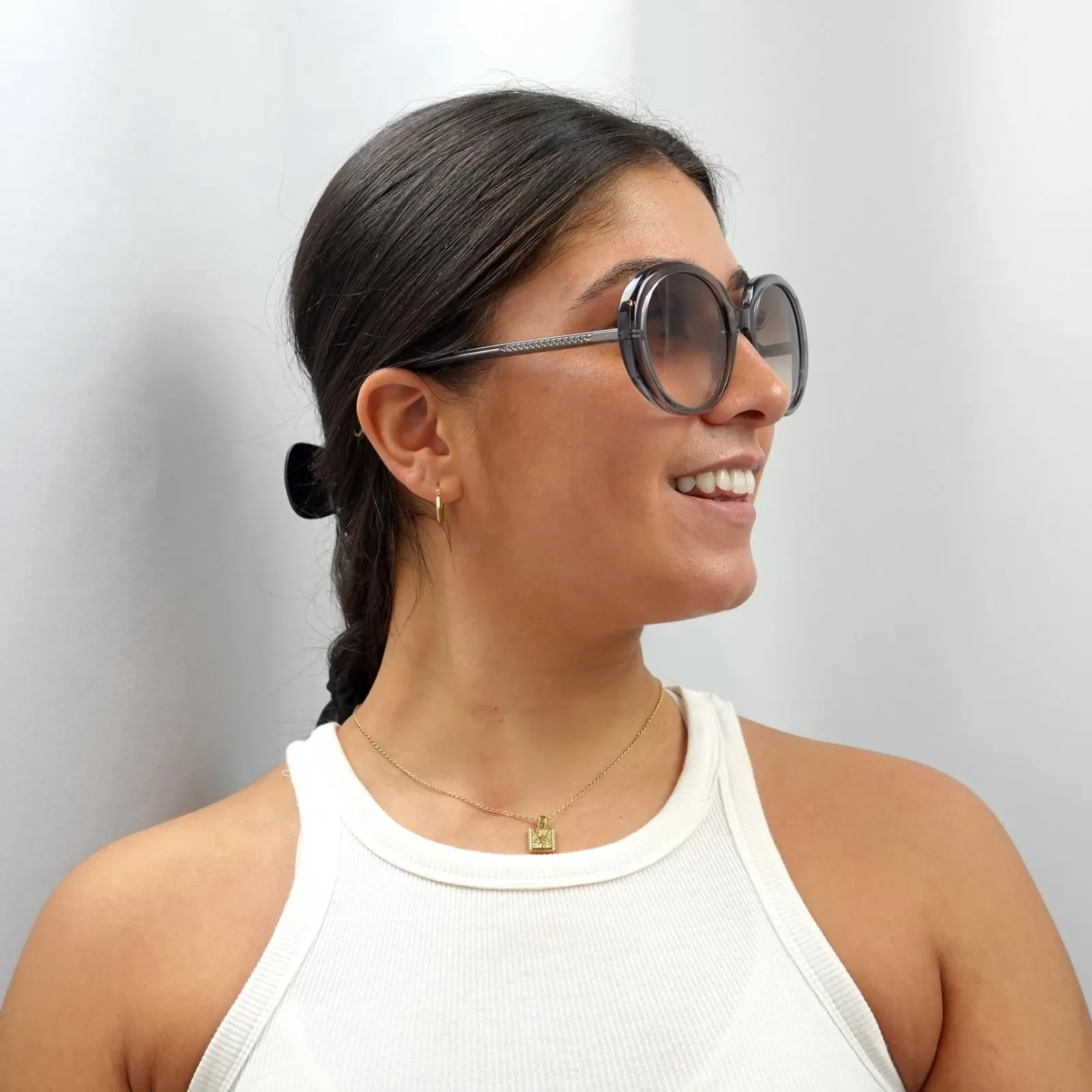 Chloe Oval^Sunglasses CH0007S 003 Transparent Grey Brown Gradient