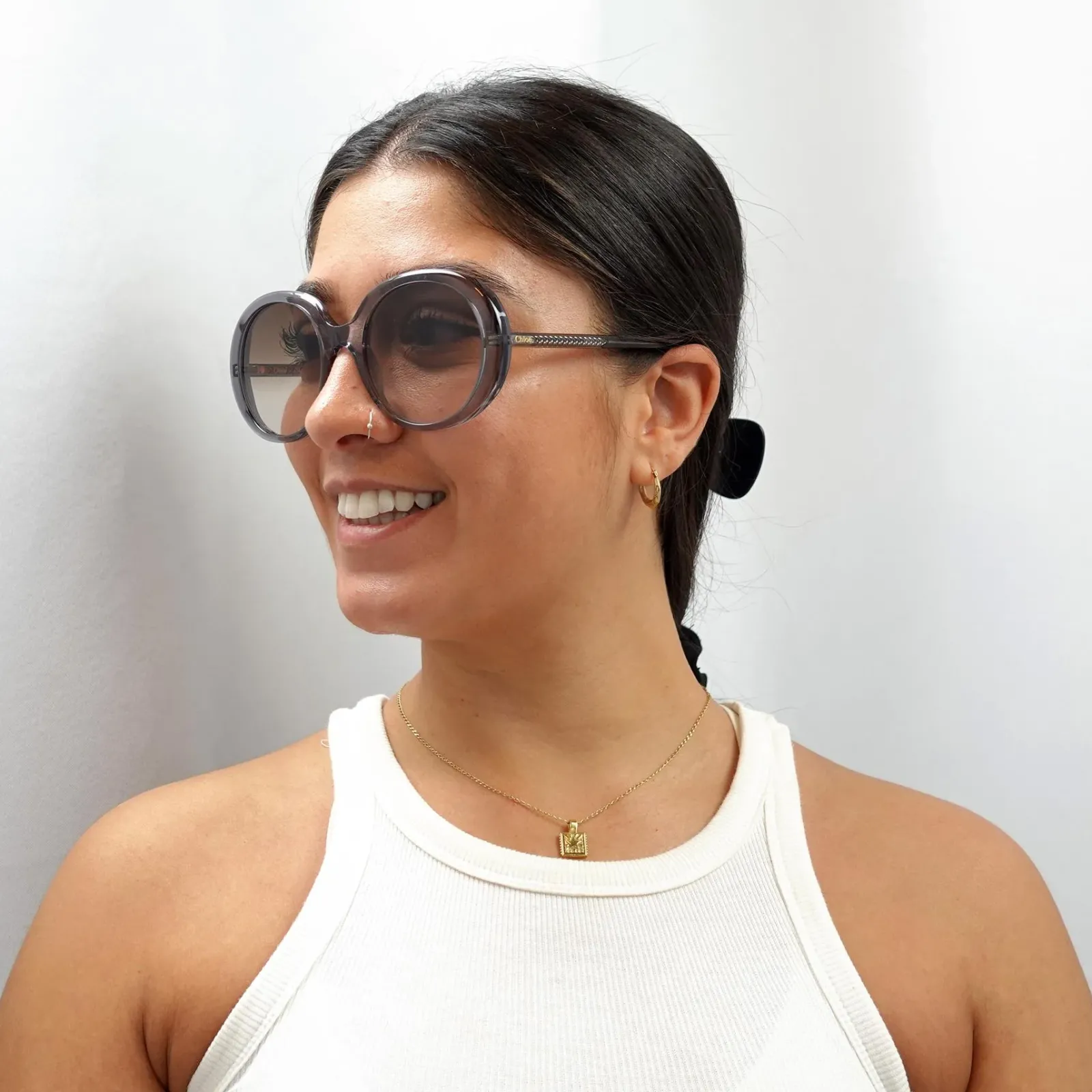 Chloe Oval^Sunglasses CH0007S 003 Transparent Grey Brown Gradient