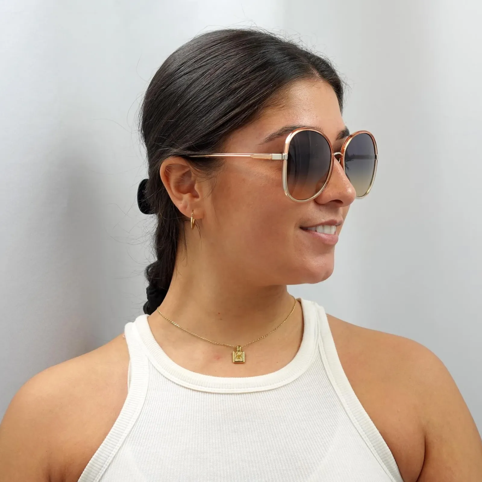 Chloe Butterfly^Sunglasses CH0030S Franky 004 Orange Crystal Blue Gradient