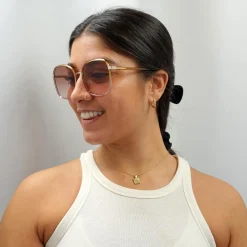 Chloe Square^Sunglasses CH0031S Franky 002 Yellow to Pink Crystal Fade and Go