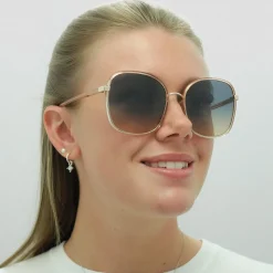 Chloe Square^Sunglasses CH0031S Franky 004 Orange Crystal Fade and Gold Blue