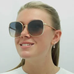 Chloe Square^Sunglasses CH0031S Franky 004 Orange Crystal Fade and Gold Blue