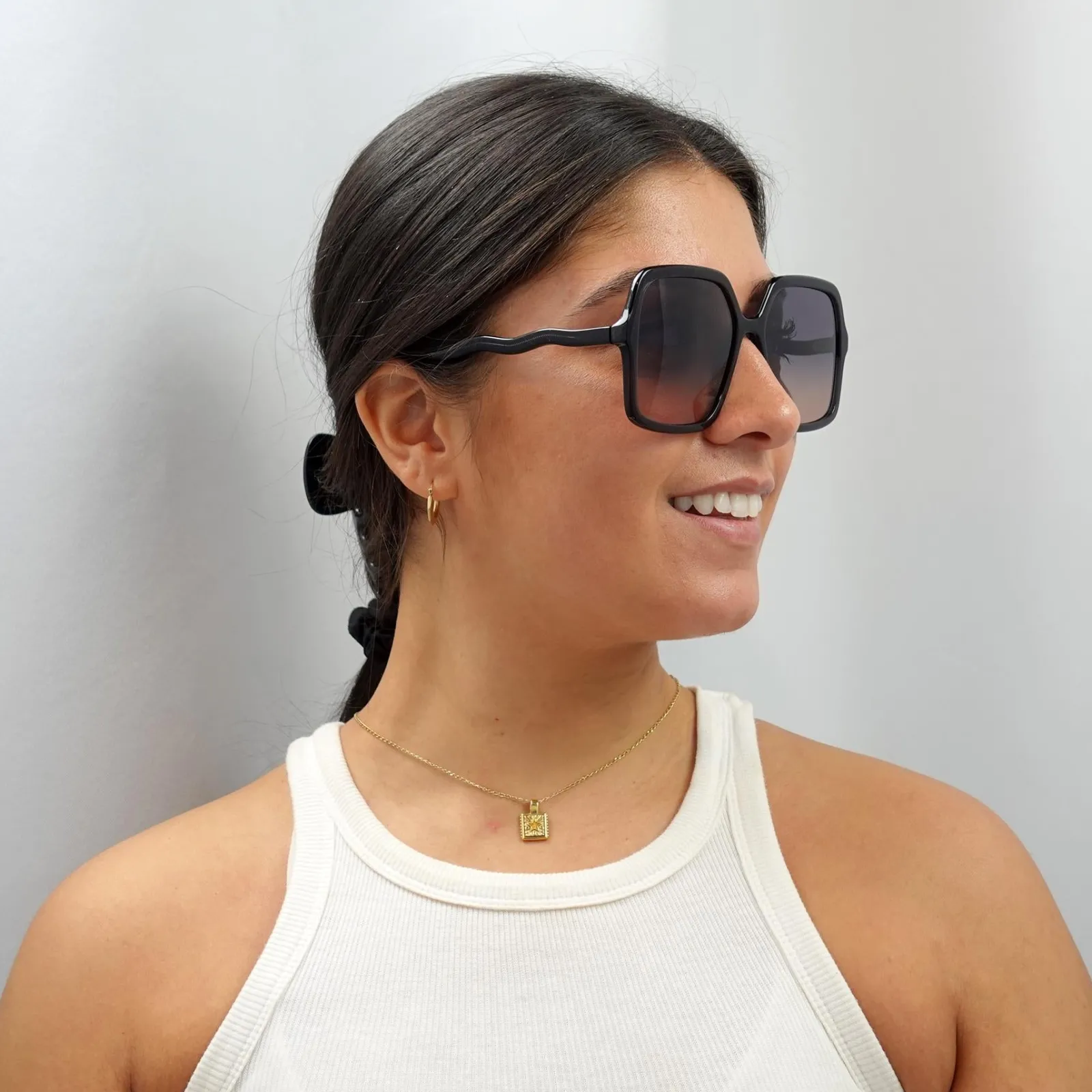 Chloe Square^Sunglasses CH0086S Zelie 001 Grey Blue Gradient