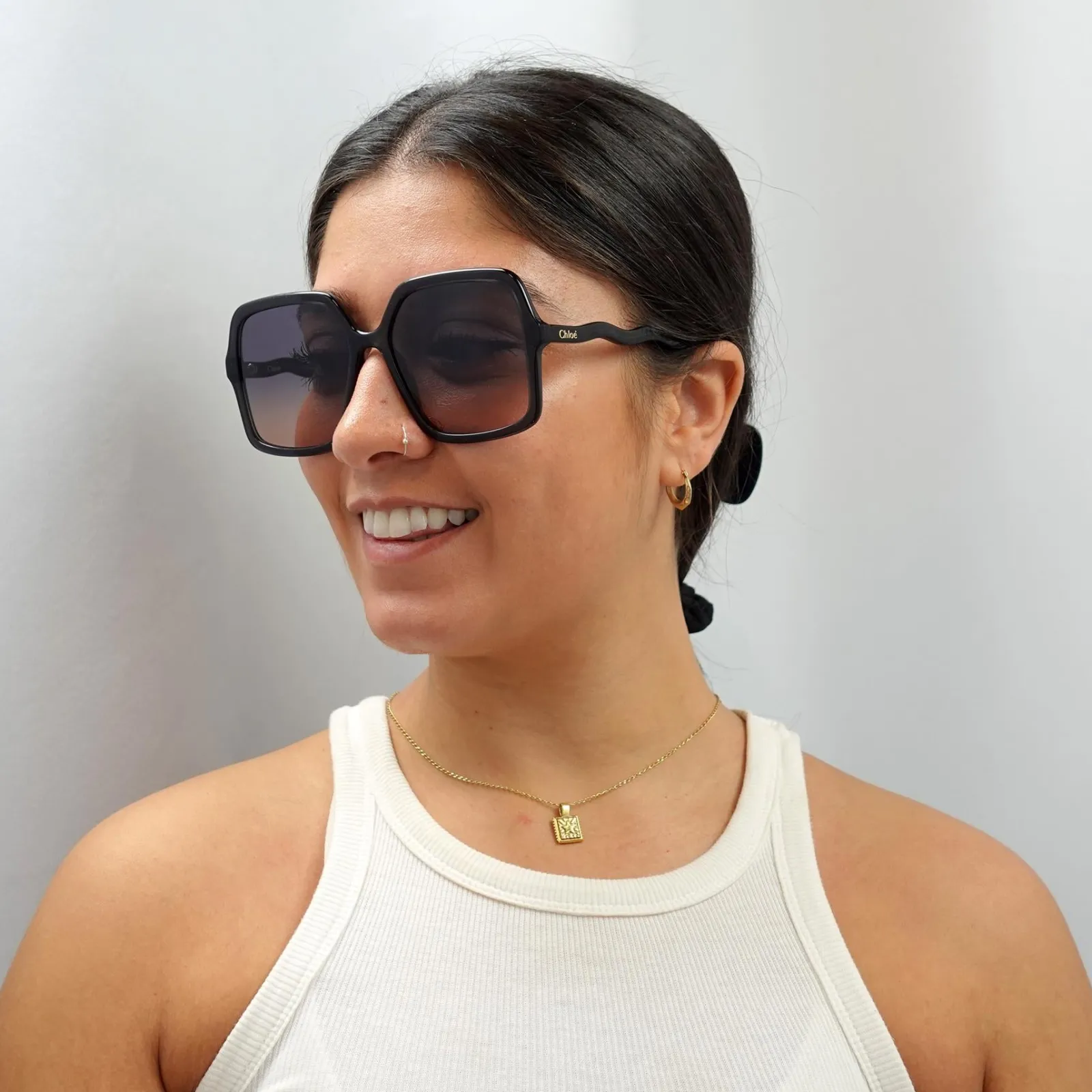 Chloe Square^Sunglasses CH0086S Zelie 001 Grey Blue Gradient