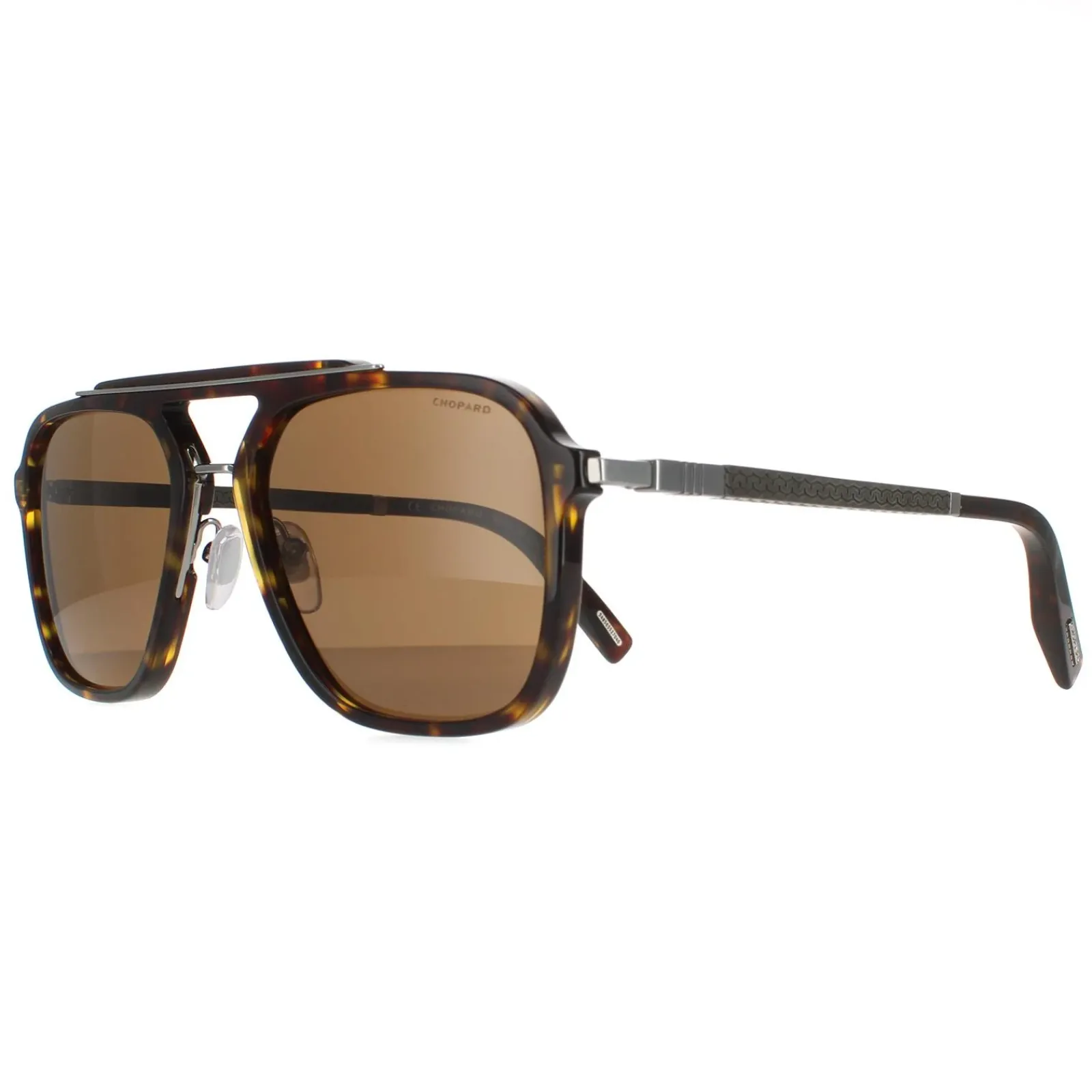 Chopard Polarised|Rectangle^Sunglasses SCH291 722P Shiny Dark Havana Brown Polarised