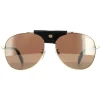Chopard Aviator^Sunglasses SCHF22 300Z Shiny Rose Gold Brown Silver Mirror Pol