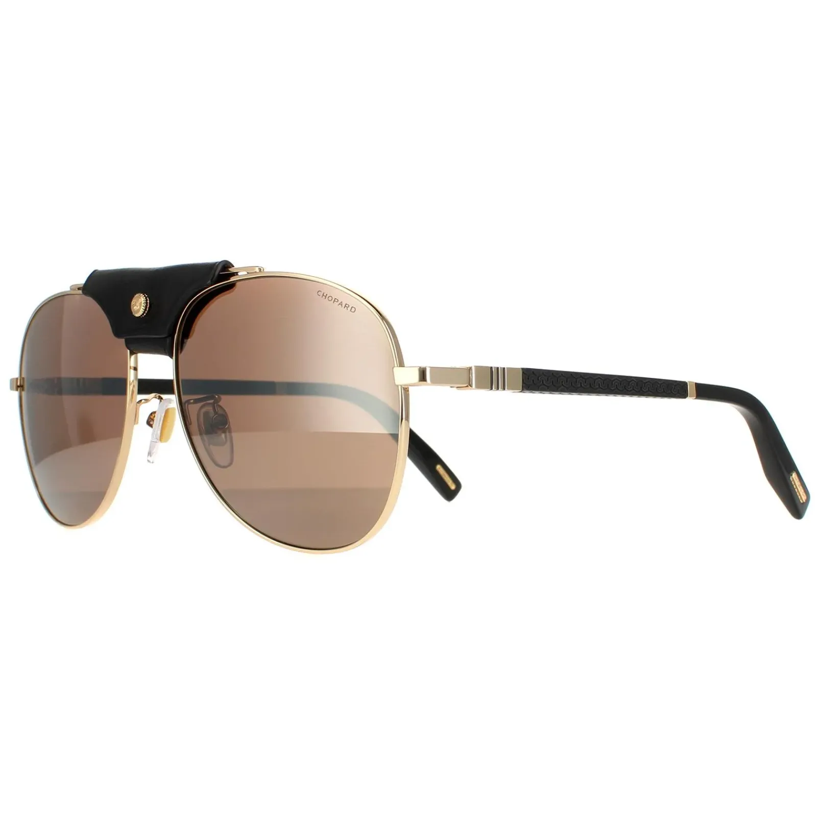 Chopard Aviator^Sunglasses SCHF22 300Z Shiny Rose Gold Brown Silver Mirror Pol