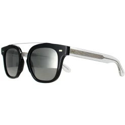 Cutler and Gross Round^Sunglasses 1297 001 Silver Black Crystal Grey