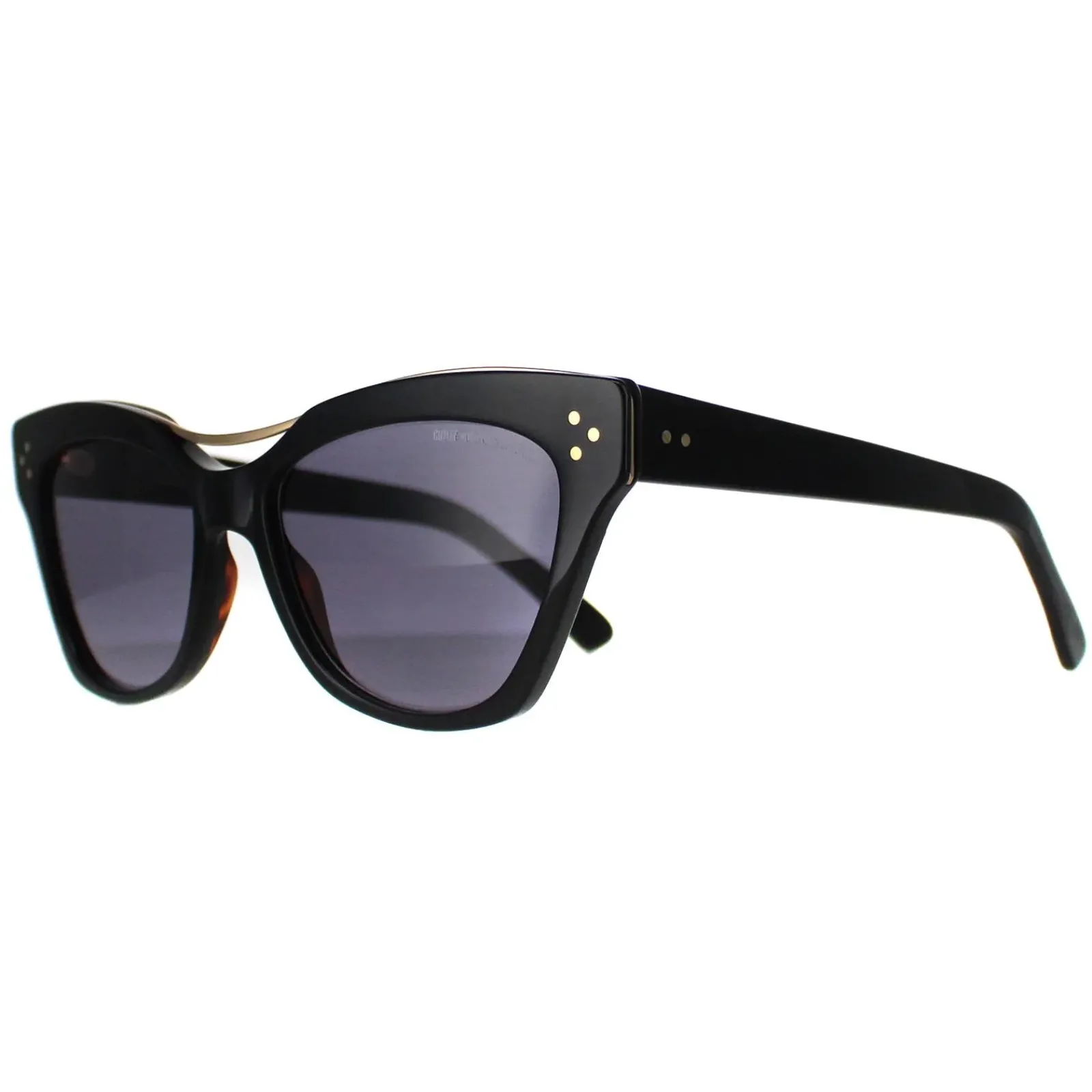 Cutler and Gross Cat-Eye^Sunglasses 1283 001 Gold Black Tortoiseshell Blue Gre