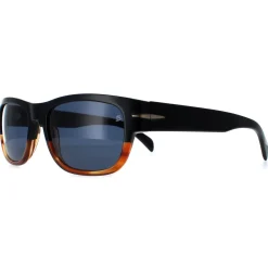 David Beckham Rectangle^Sunglasses DB7035/S 37N KU Black Horn Blue