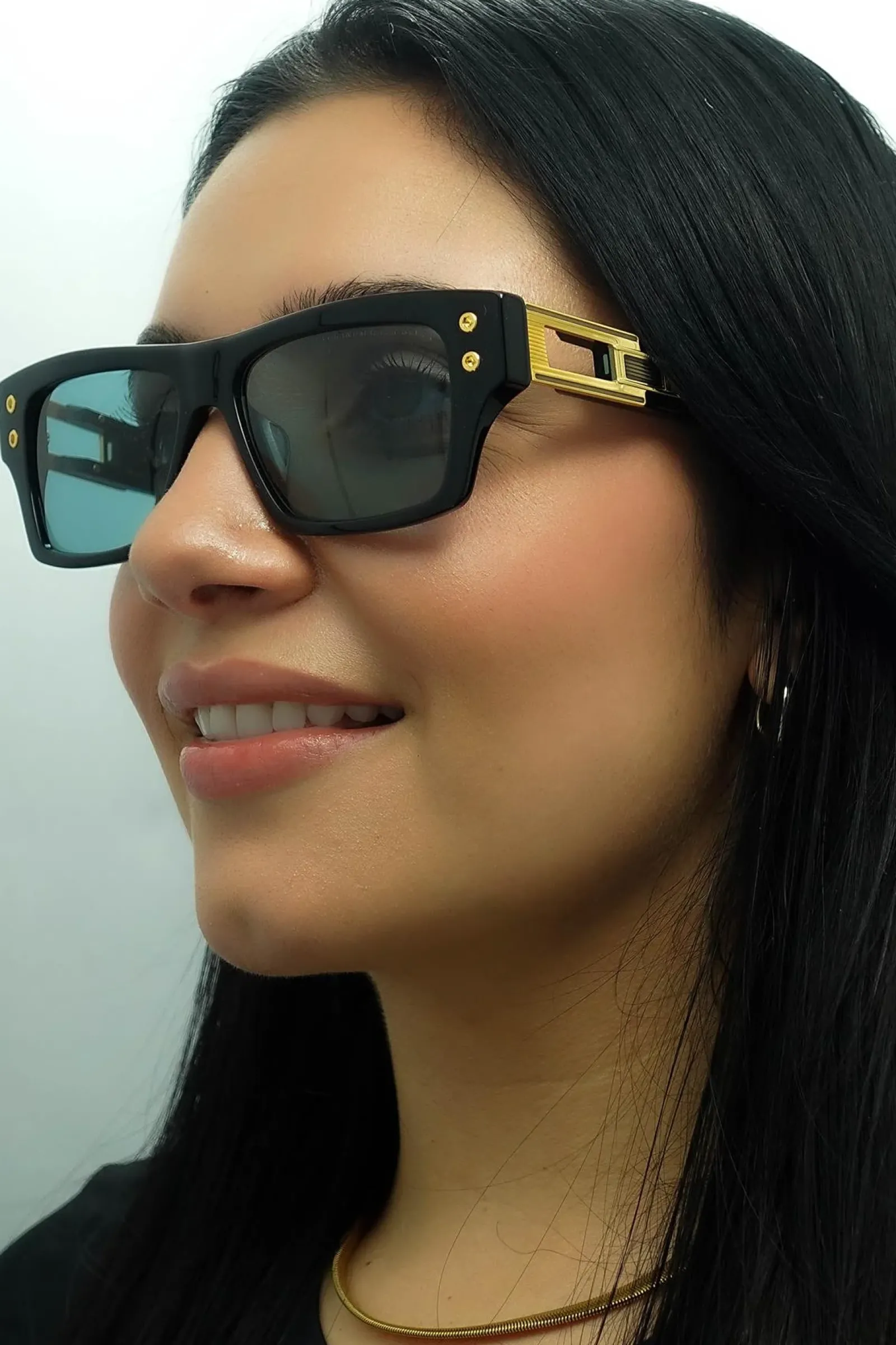 Dita Rectangle|Rectangle^Sunglasses Grandmaster Seven DTS407-A-01 Black Yellow Gold Dark T