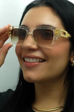 Dita Rectangle|Rectangle^Sunglasses Grandmaster Seven DTS407-A-02 Crystal Clear Yellow Gol