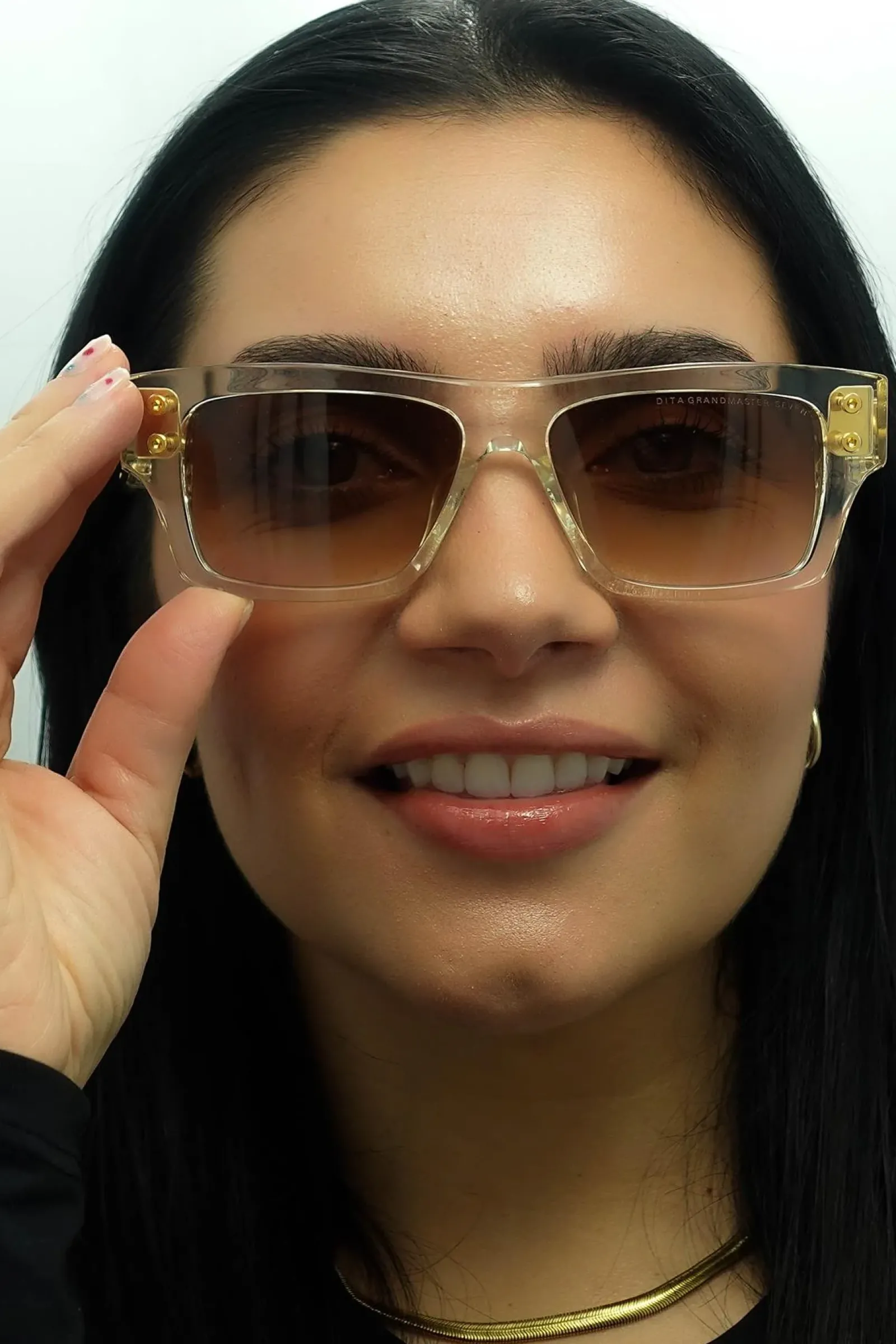 Dita Rectangle|Rectangle^Sunglasses Grandmaster Seven DTS407-A-02 Crystal Clear Yellow Gol