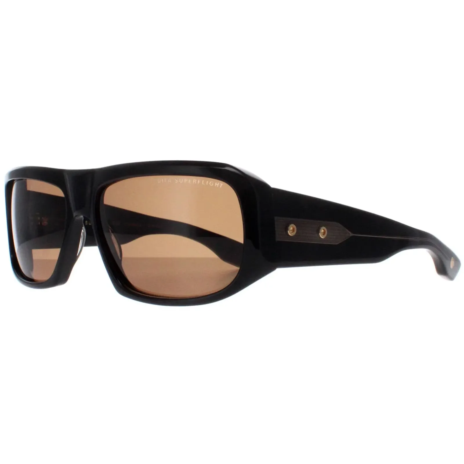 Dita Rectangle|Rectangle^Sunglasses Superflight DTS133-61-01 Black Yellow Gold Dark Brown