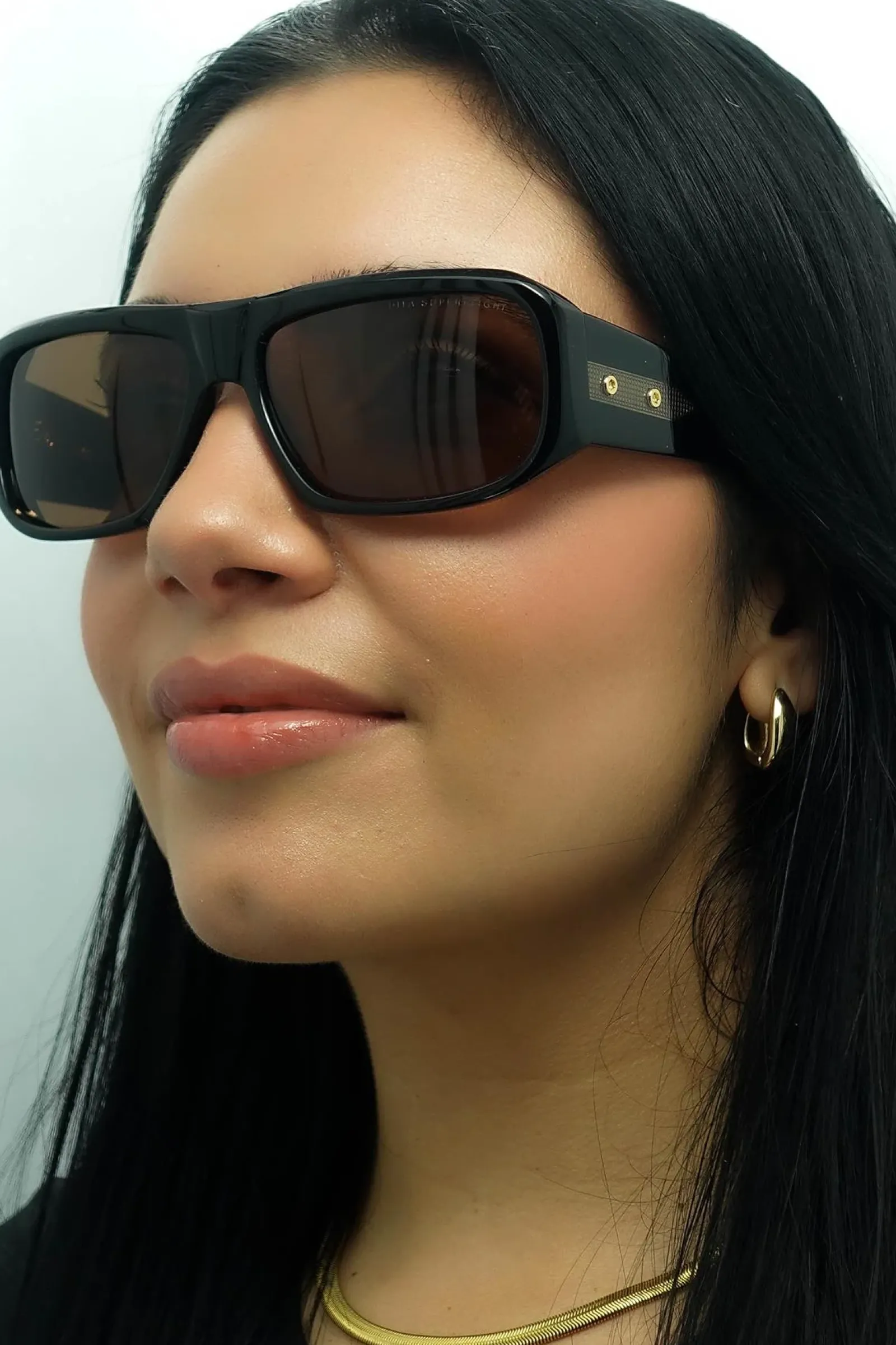 Dita Rectangle|Rectangle^Sunglasses Superflight DTS133-61-01 Black Yellow Gold Dark Brown