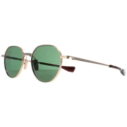 Dita Round^Sunglasses Vers One DTS150-A-01 White Gold Silver G-15 Green