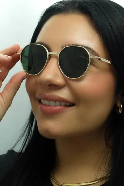 Dita Round^Sunglasses Vers One DTS150-A-01 White Gold Silver G-15 Green