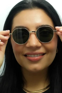 Dita Round^Sunglasses Vers One DTS150-A-01 White Gold Silver G-15 Green