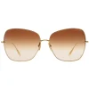 Dita Cat-Eye^Sunglasses Zazoe DTS145-A-01 Yellow Gold Dark Brown to Clear Grad