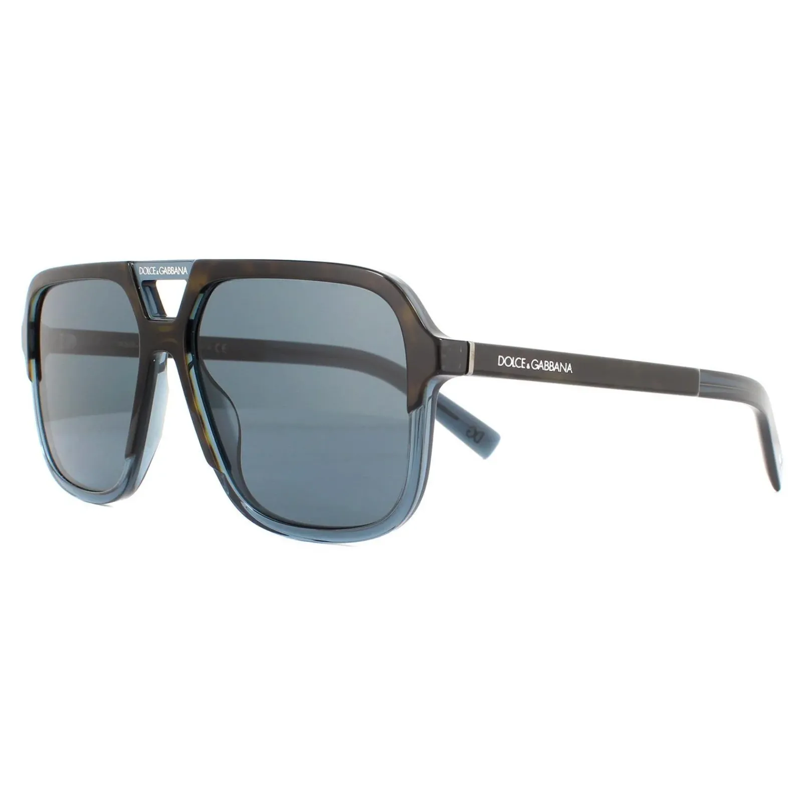 Dolce u0026 Gabbana Square^Dolce & Gabbana Sunglasses DG4354 320980 Havana Transparent Blue Brown