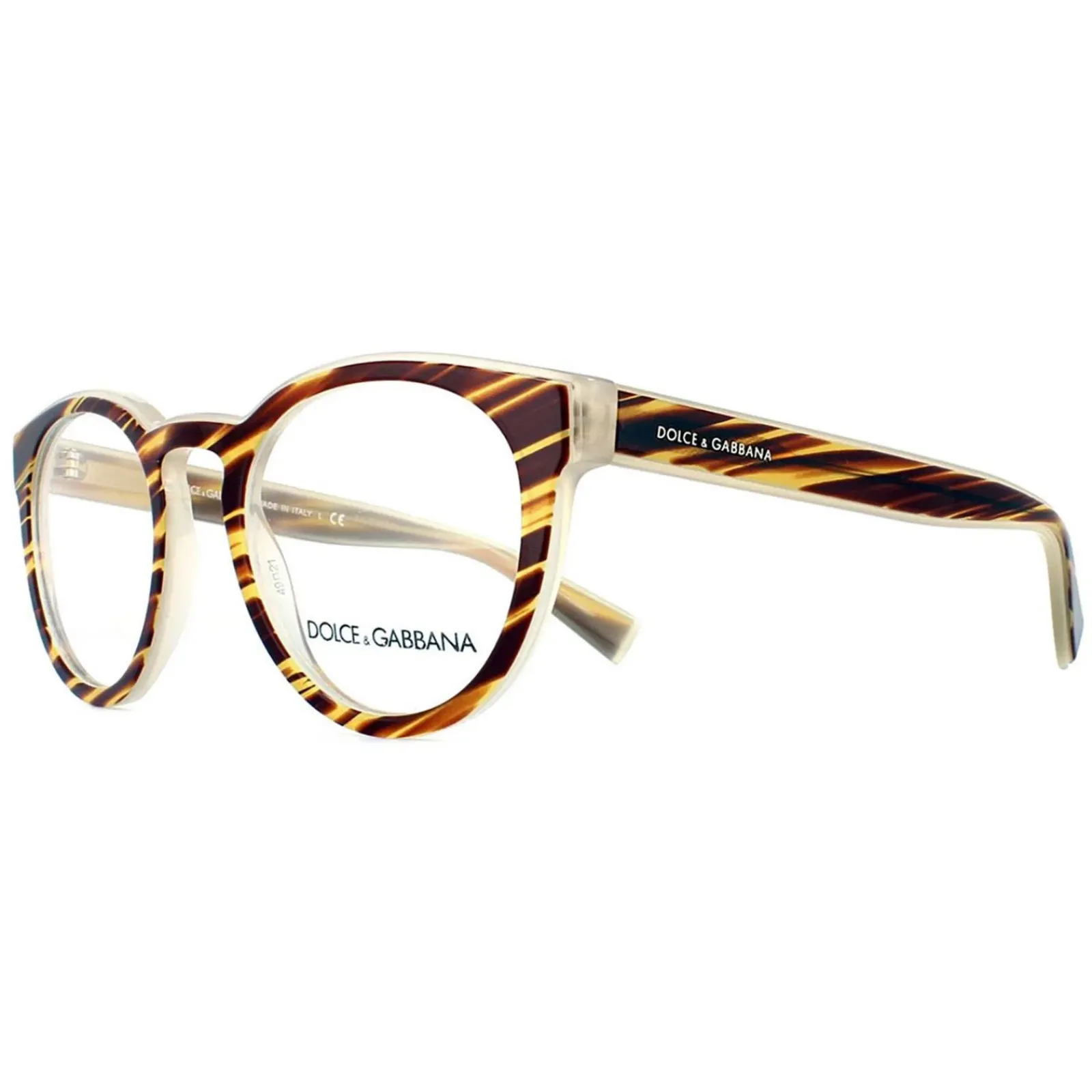 Dolce u0026 Gabbana Round^Dolce and Gabbana Glasses Frames 3251 3052 Striped Honey Men 49mm