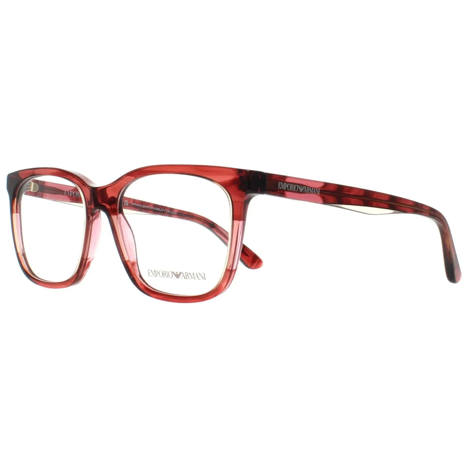 Emporio Armani Square^Glasses Frames EA3228 6057 Shiny Bordeaux on Light Brow