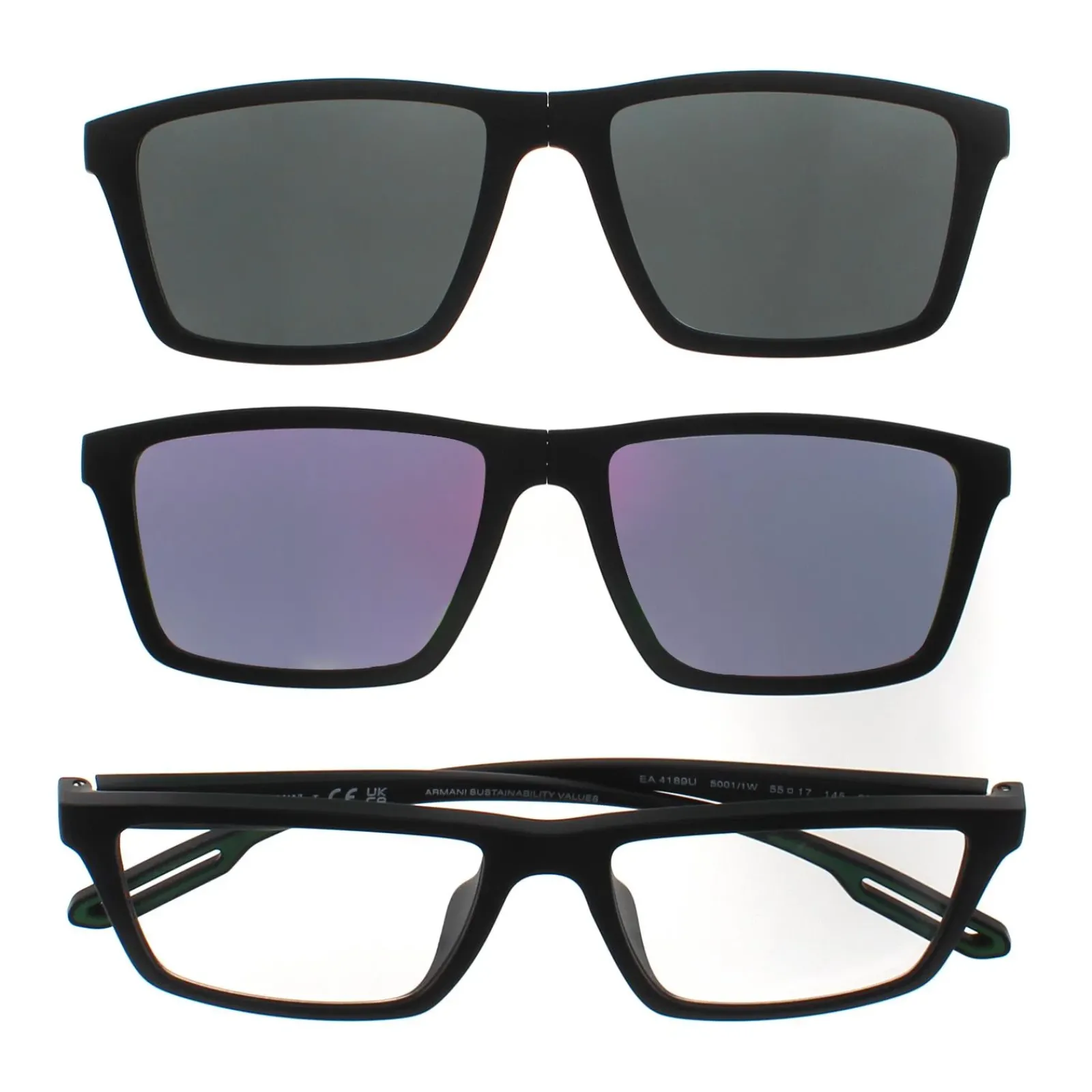 Emporio Armani Rectangle^Glasses Frames EA4189U 50011W Matte Black Men