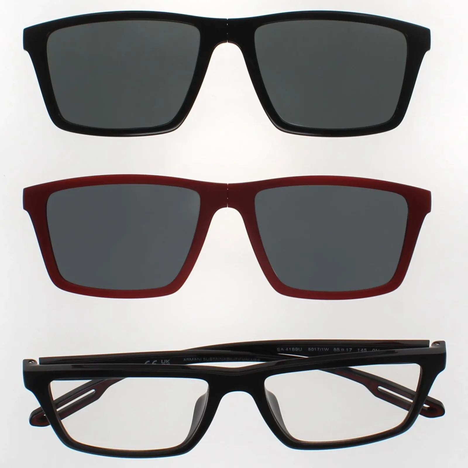 Emporio Armani Rectangle^Glasses Frames EA4189U 50171W Shiny Black Men