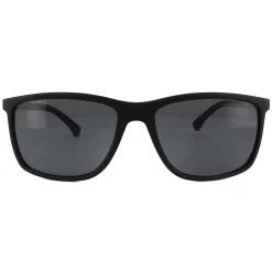 Emporio Armani Polarised|Rectangle^Sunglasses 4058 5063/81 Black Rubber Grey Polarized